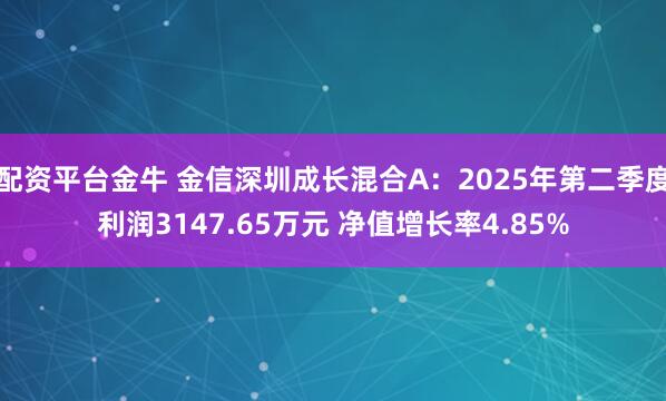 配资平台金牛 金信深圳成长混合A：2025年第二季度利润3147.65万元 净值增长率4.85%